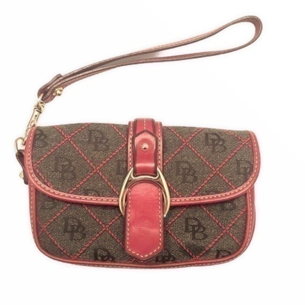 DOONEY & bourke red gray wristlet mini clutch bag